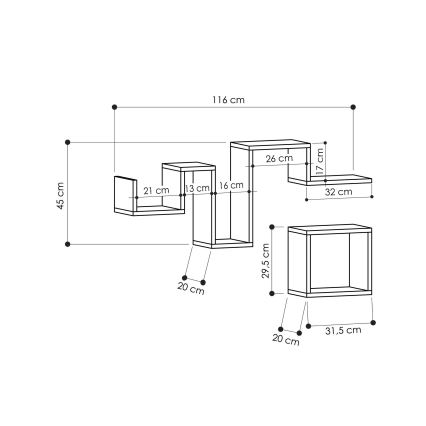 SET 2x Wall shelf FOLLOW brown
