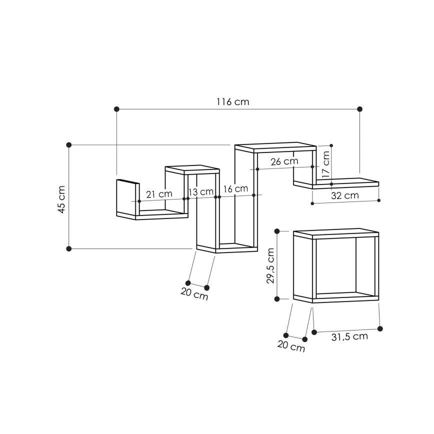 SET 2x Wall shelf FOLLOW brown