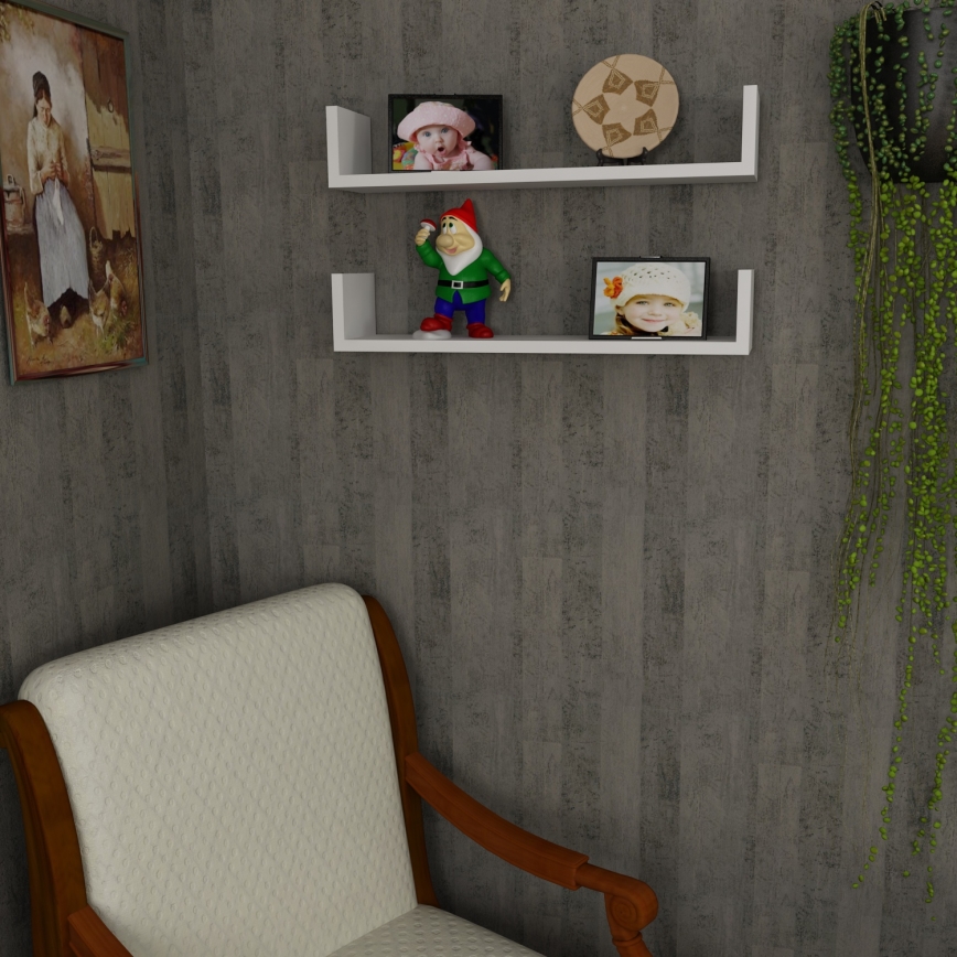 SET 2x wall shelf IRIS 14,5x63 cm white