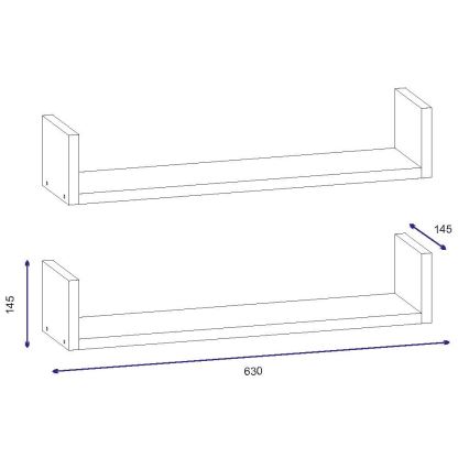 SET 2x wall shelf IRIS 14,5x63 cm white
