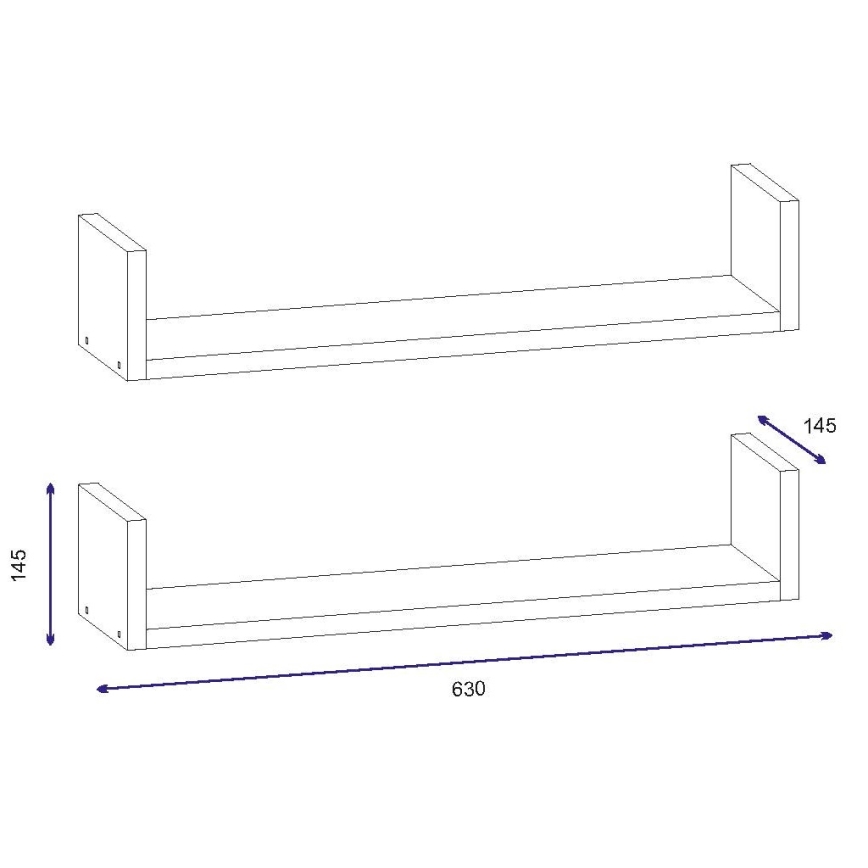 SET 2x wall shelf IRIS 14,5x63 cm white