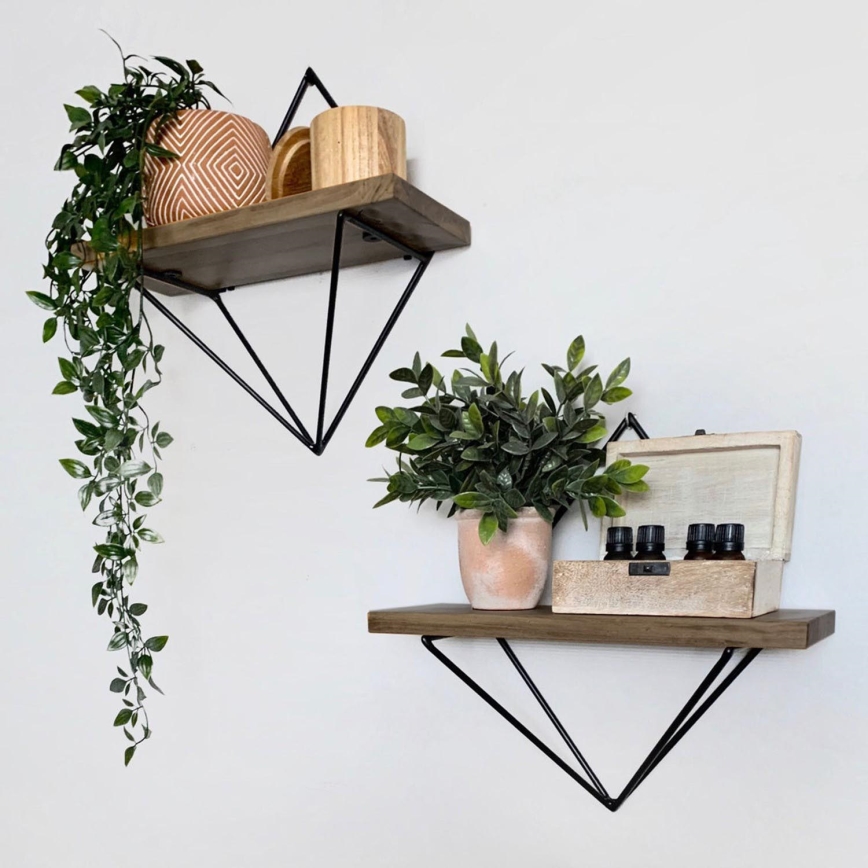 SET 2x Wall shelf spruce brown