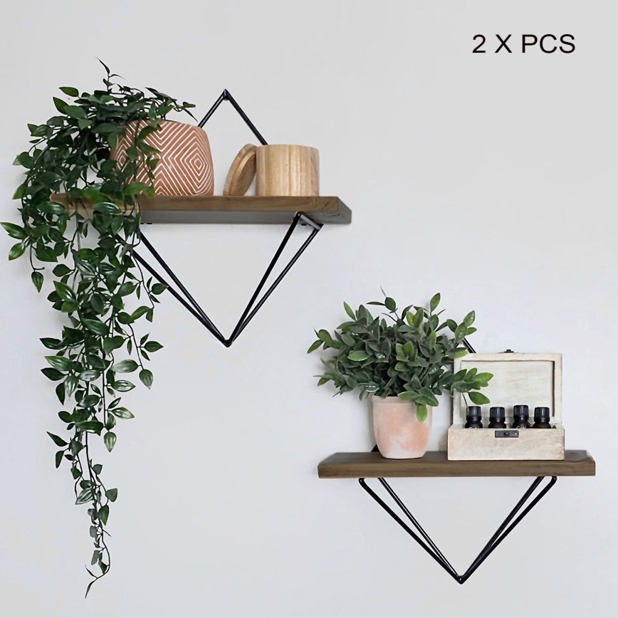 SET 2x Wall shelf spruce brown