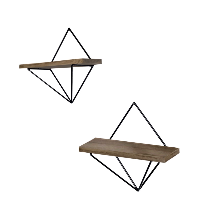 SET 2x Wall shelf spruce brown