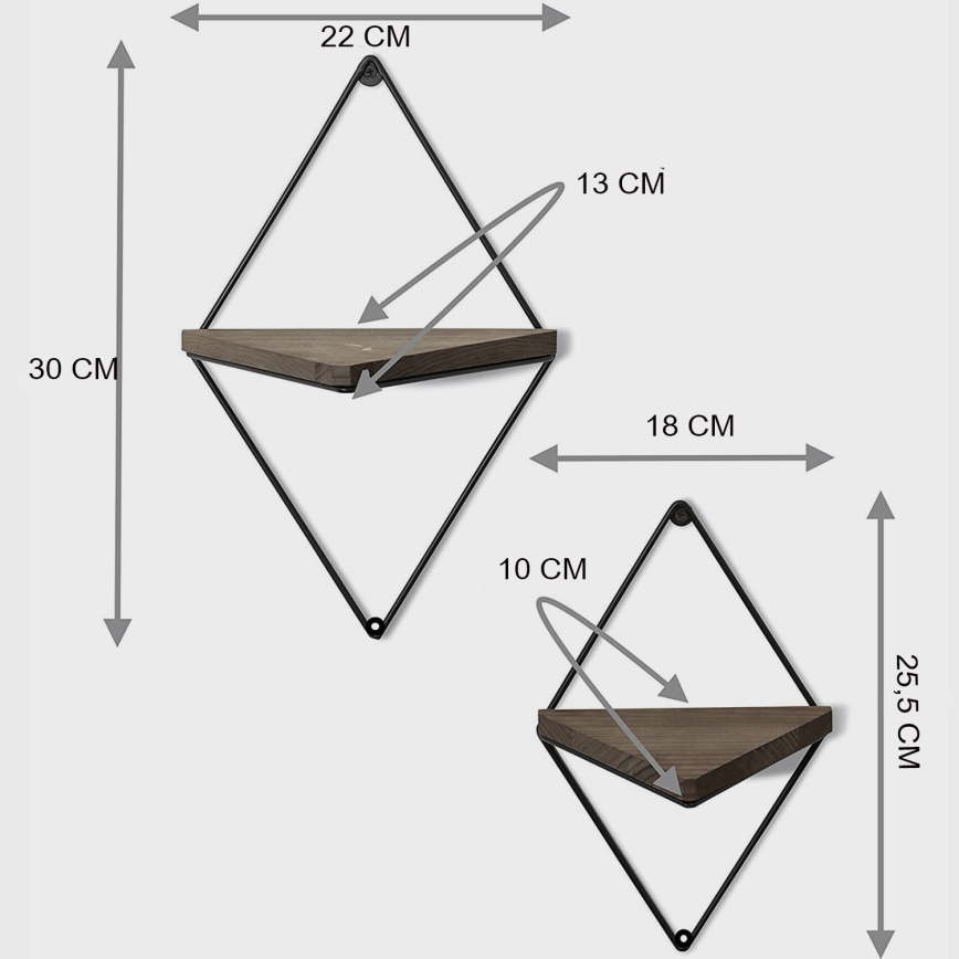 SET 2x Wall shelf spruce