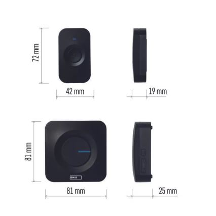SET 2x Wireless battery-powered doorbell 3xAAA IP56