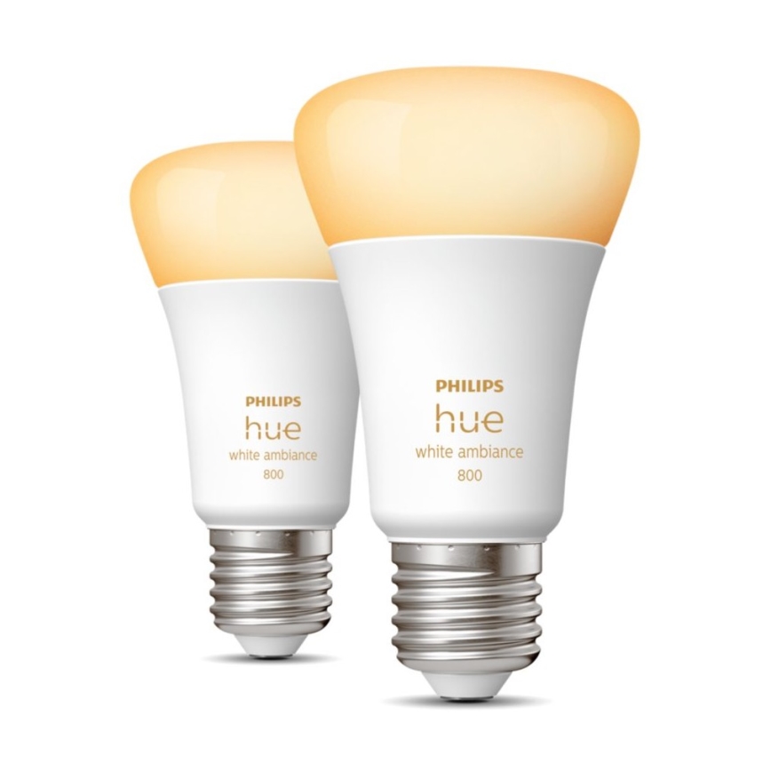 SET 2xLED Dimmable bulb Philips Hue WHITE AMBIANCE E27/6W/230V 2200-6500K