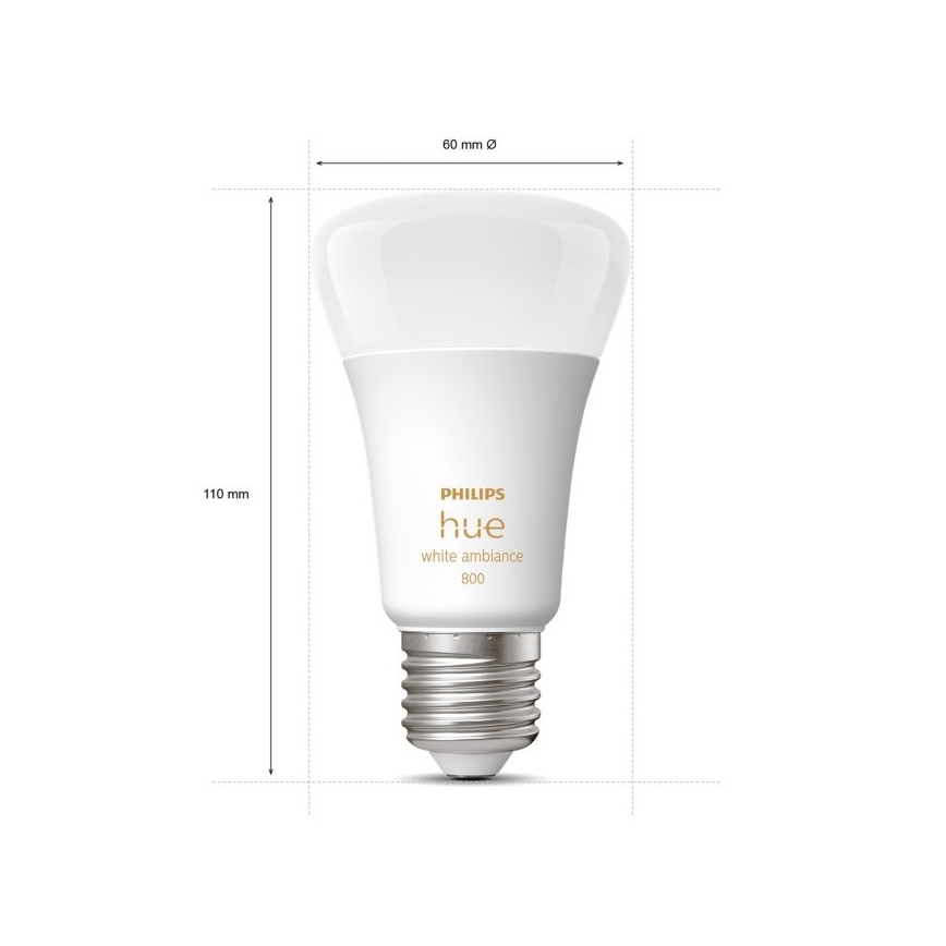 SET 2xLED Dimmable bulb Philips Hue WHITE AMBIANCE E27/6W/230V 2200-6500K