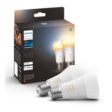 SET 2xLED Dimmable bulb Philips Hue WHITE AMBIANCE E27/8W/230V 2200-6500K