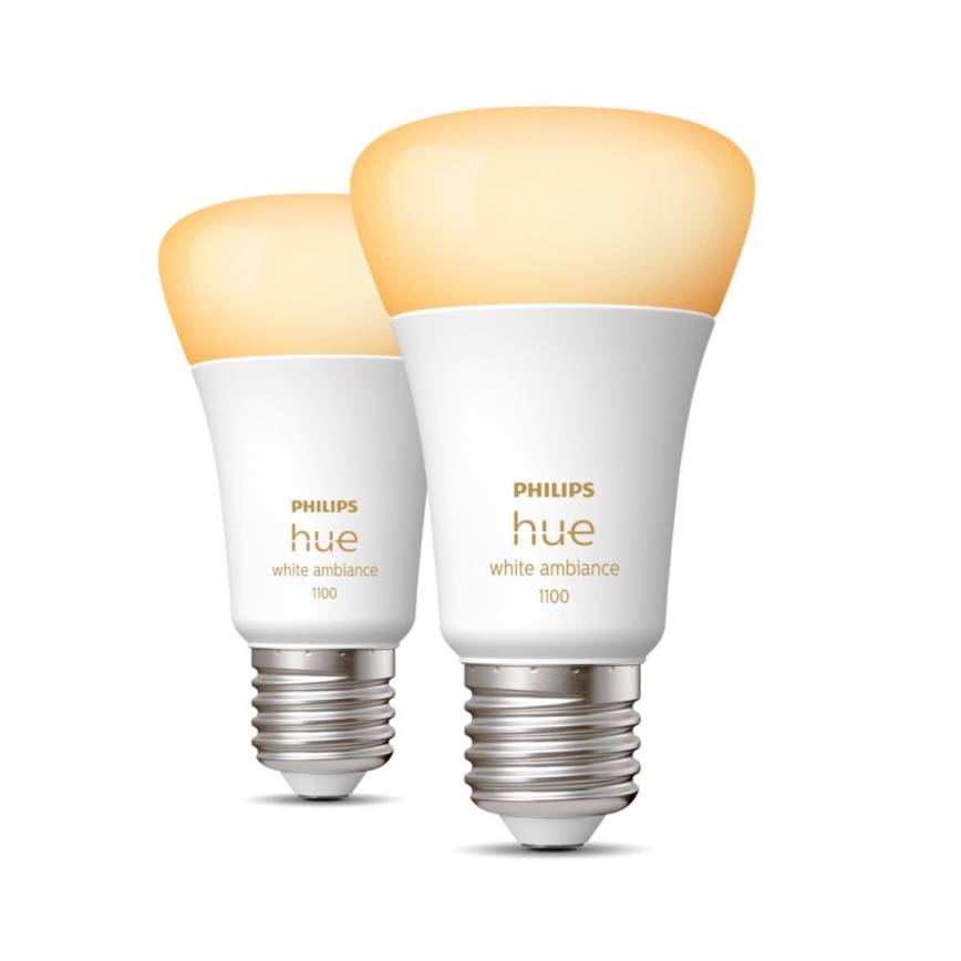 SET 2xLED Dimmable bulb Philips Hue WHITE AMBIANCE E27/8W/230V 2200-6500K