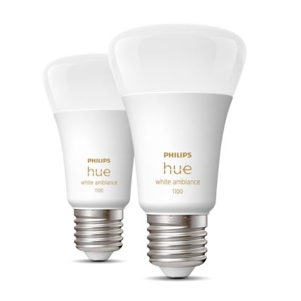 SET 2xLED Dimmable bulb Philips Hue WHITE AMBIANCE E27/8W/230V 2200-6500K