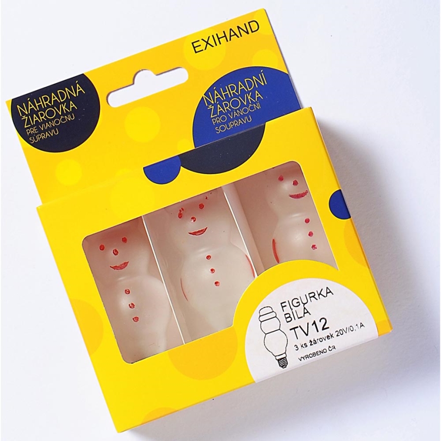 SET 3 x Replacement bulb FIGURINE E10/20V/0,1A white, Made in Europe