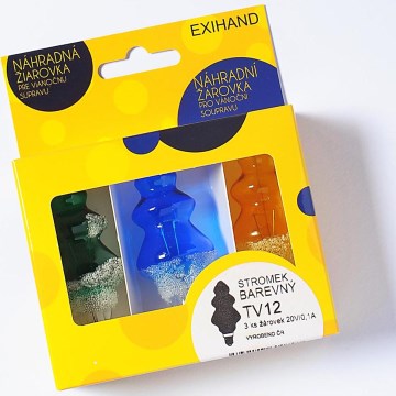 SET 3 x Replacement bulb TREE E10/20V/0,1A colourful, Made in Europe