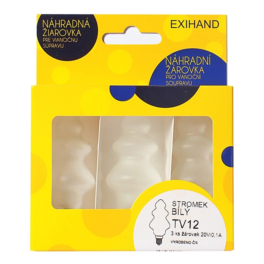 SET 3 x Replacement bulb TREE E10/20V/0,1A white, Made in Europe