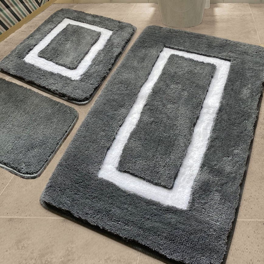SET 3x Bathroom mat 60/60/100 cm anthracite
