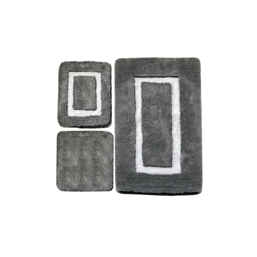 SET 3x Bathroom mat 60/60/100 cm anthracite