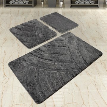 SET 3x Bathroom mat ALYA 60/60/100 cm anthracite