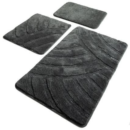 SET 3x Bathroom mat ALYA 60/60/100 cm anthracite