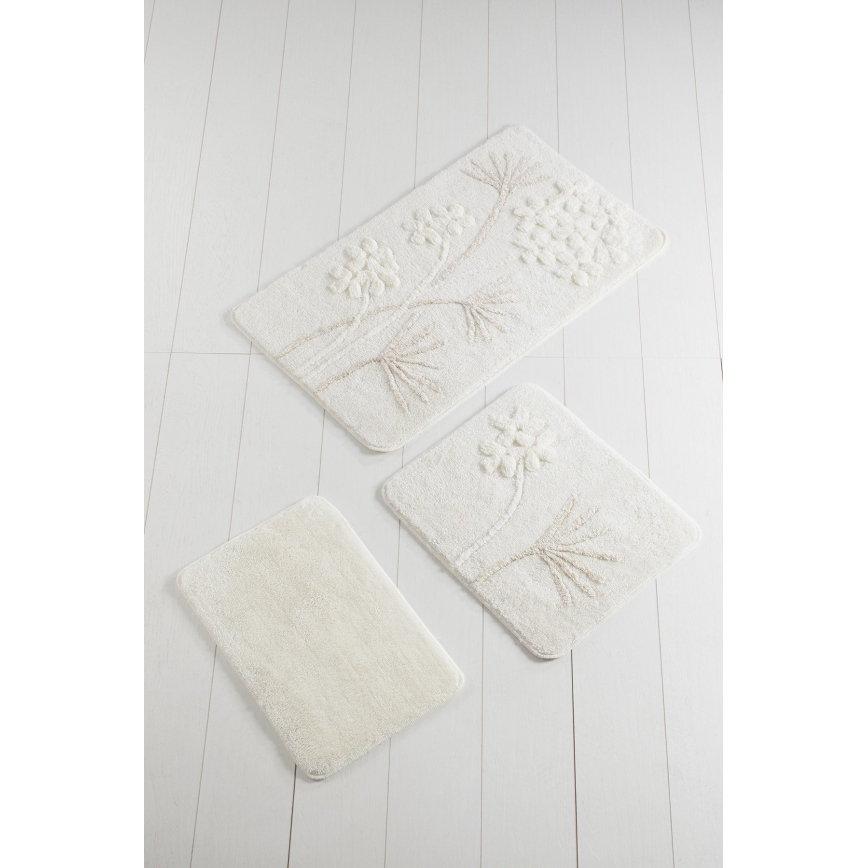 SET 3x Bathroom mat ORKIDE 60/60/100 cm beige