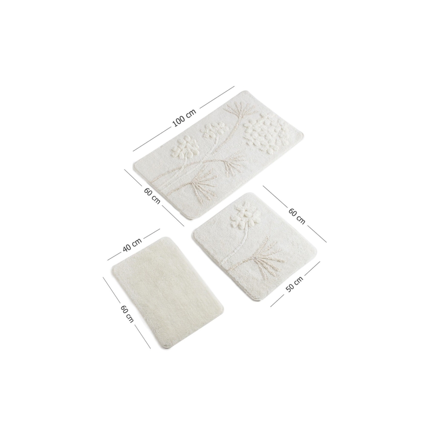 SET 3x Bathroom mat ORKIDE 60/60/100 cm beige