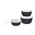 SET 3x Bowl with a lid black/stainless steel