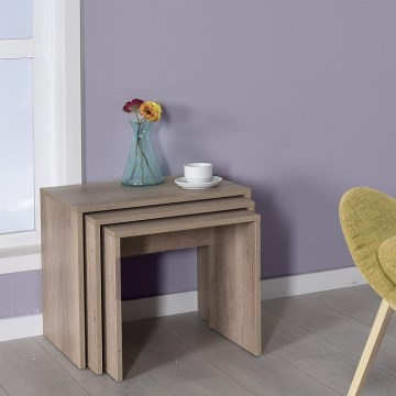 SET 3x Coffee table brown