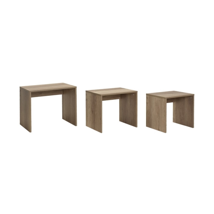 SET 3x Coffee table brown
