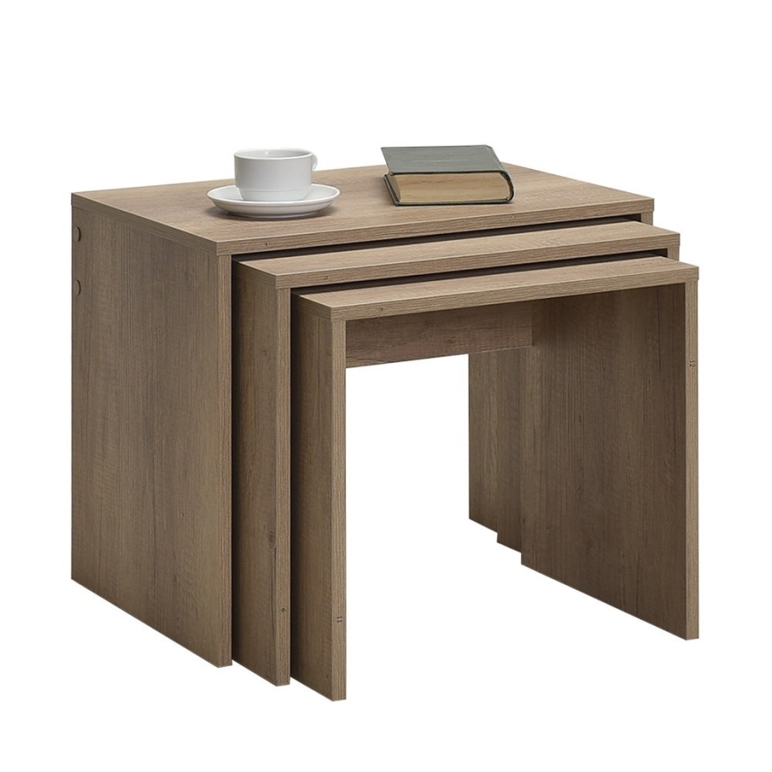 SET 3x Coffee table brown