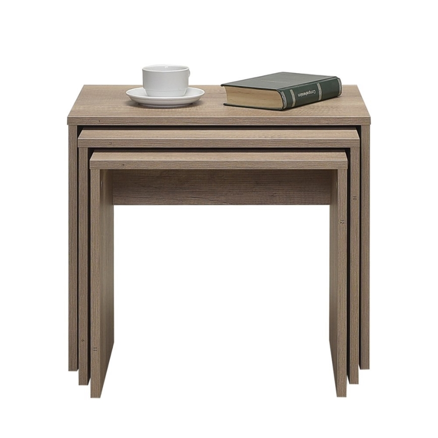 SET 3x Coffee table brown