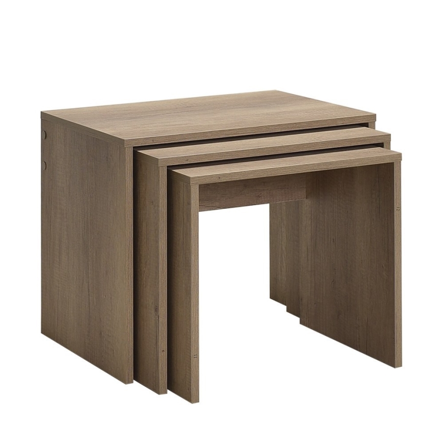 SET 3x Coffee table brown