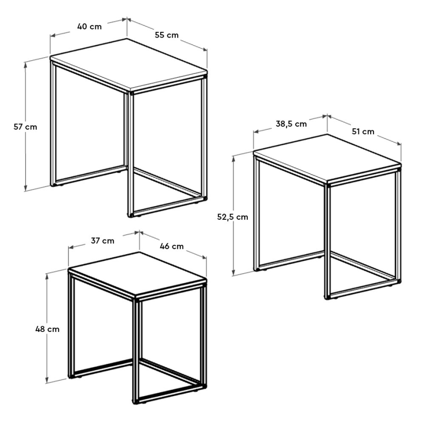 SET 3x Coffee table brown