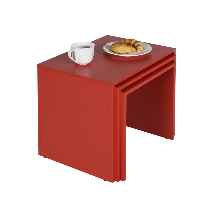 SET 3x Coffee table red