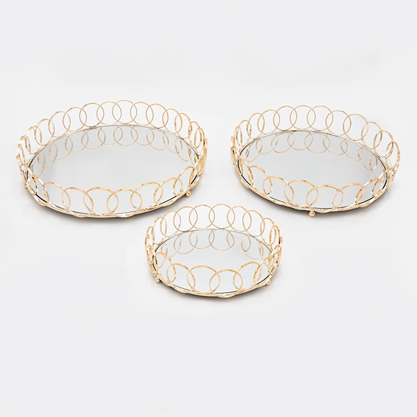 SET 3x Decorative tray d. 27/33/37 cm gold