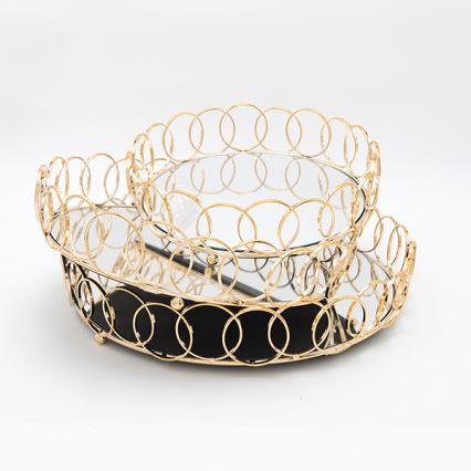 SET 3x Decorative tray d. 27/33/37 cm gold