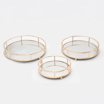 SET 3x Decorative tray d. 27/33/37 cm gold