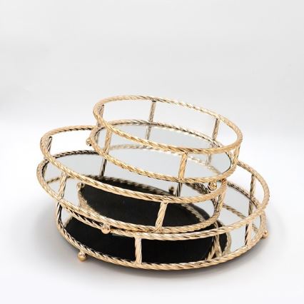 SET 3x Decorative tray d. 27/33/37 cm gold