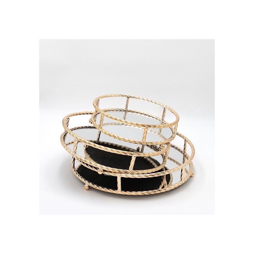 SET 3x Decorative tray d. 27/33/37 cm gold