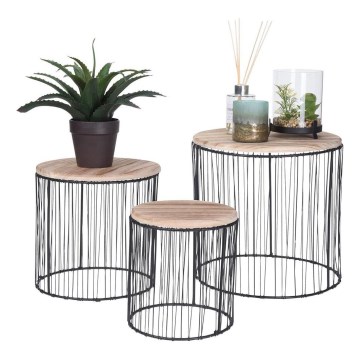 SET 3x Flower stand d. 19/23/28 cm black/beige