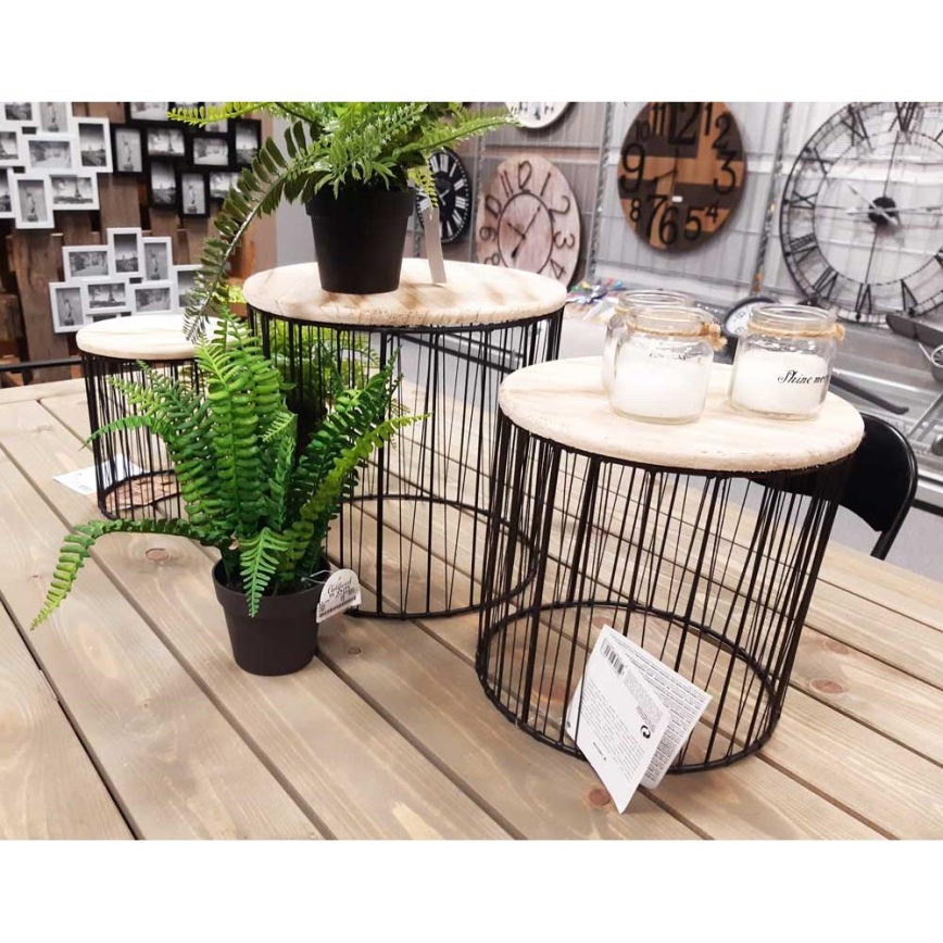 SET 3x Flower stand d. 19/23/28 cm black/beige