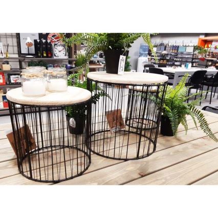 SET 3x Flower stand d. 19/23/28 cm black/beige