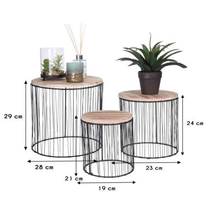 SET 3x Flower stand d. 19/23/28 cm black/beige
