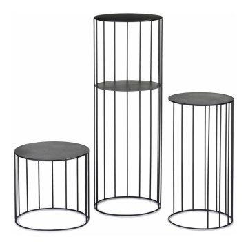 SET 3x Flower stand LOFT black