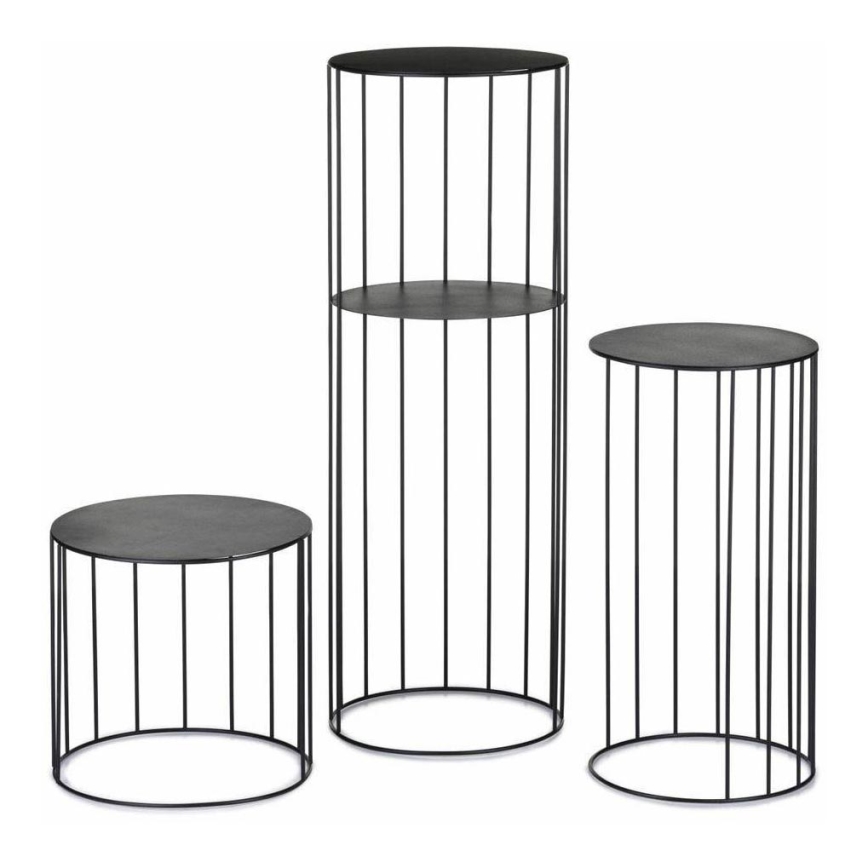 SET 3x Flower stand LOFT black