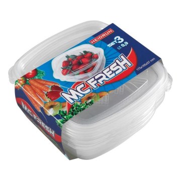 SET 3x Food container 0,9 l clear