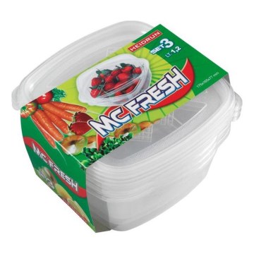 SET 3x Food container 1,2 l clear