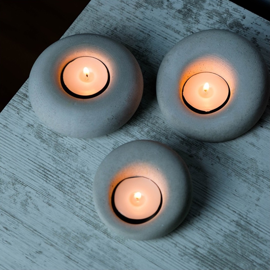 SET 3x Holder for tea candles 10cm/9cm/8cm concrete
