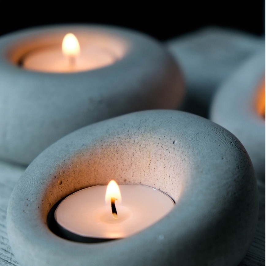 SET 3x Holder for tea candles 10cm/9cm/8cm concrete