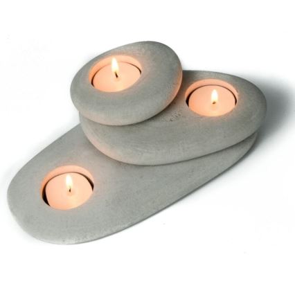 SET 3x Holder for tea candles 21,5cm/15cm/9cm concrete