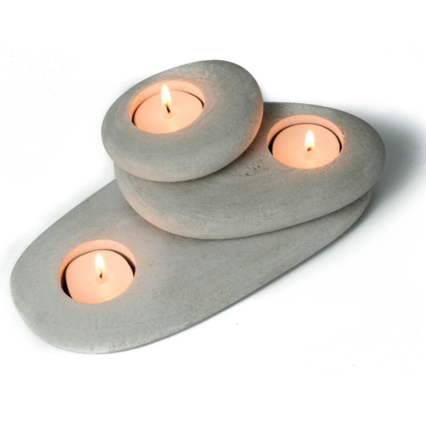 SET 3x Holder for tea candles 21,5cm/15cm/9cm concrete