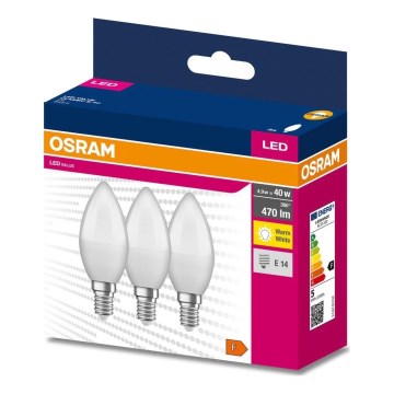 SET 3x LED Bulb B38 E14/4,9W/230V 3000K - Osram